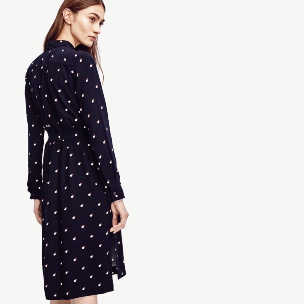 Ann Taylor Double Dot navy long sleeve shirt dress - Picture 4 of 14